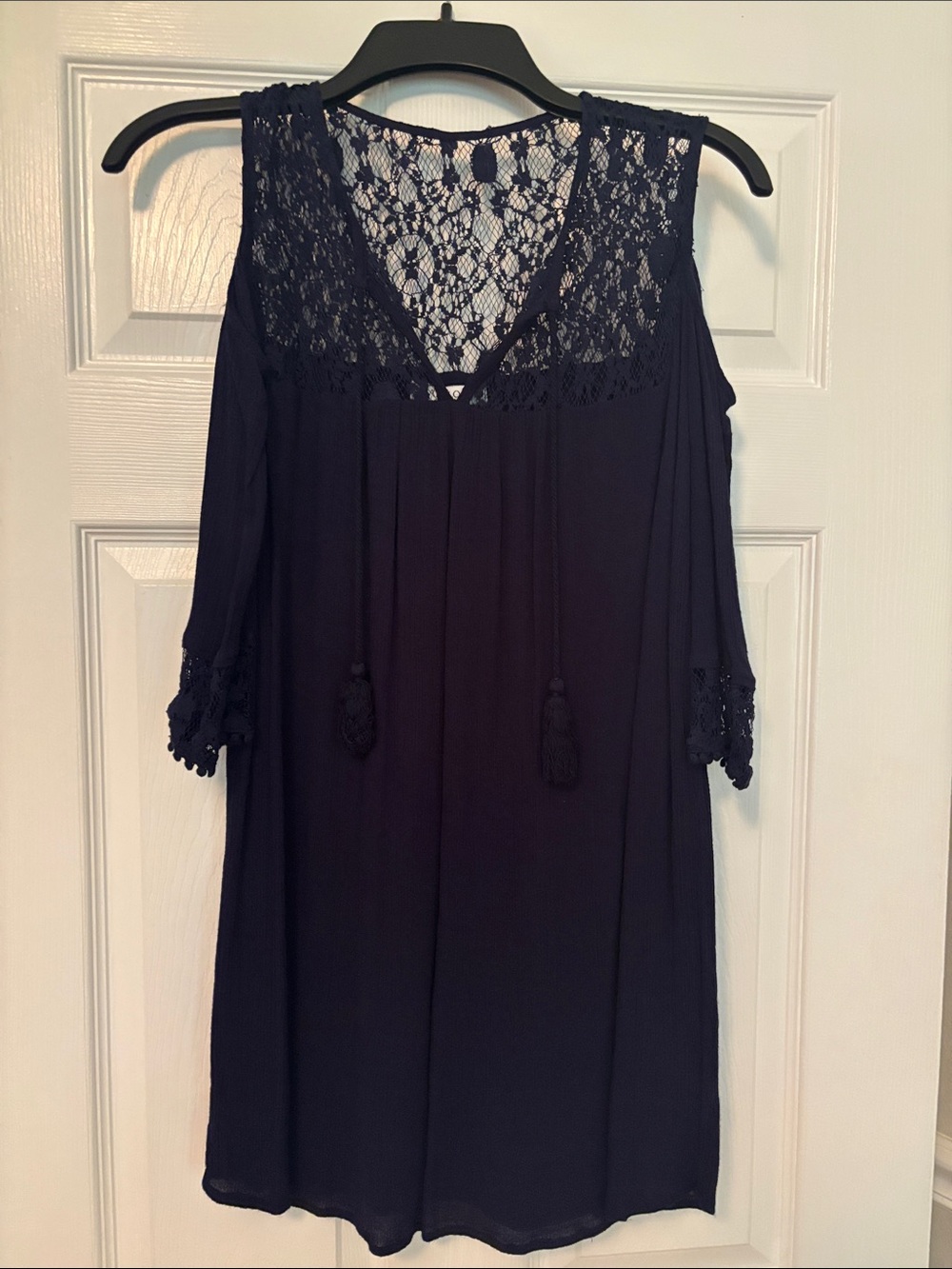 Navy blue tunic dress lined, pre-loved.